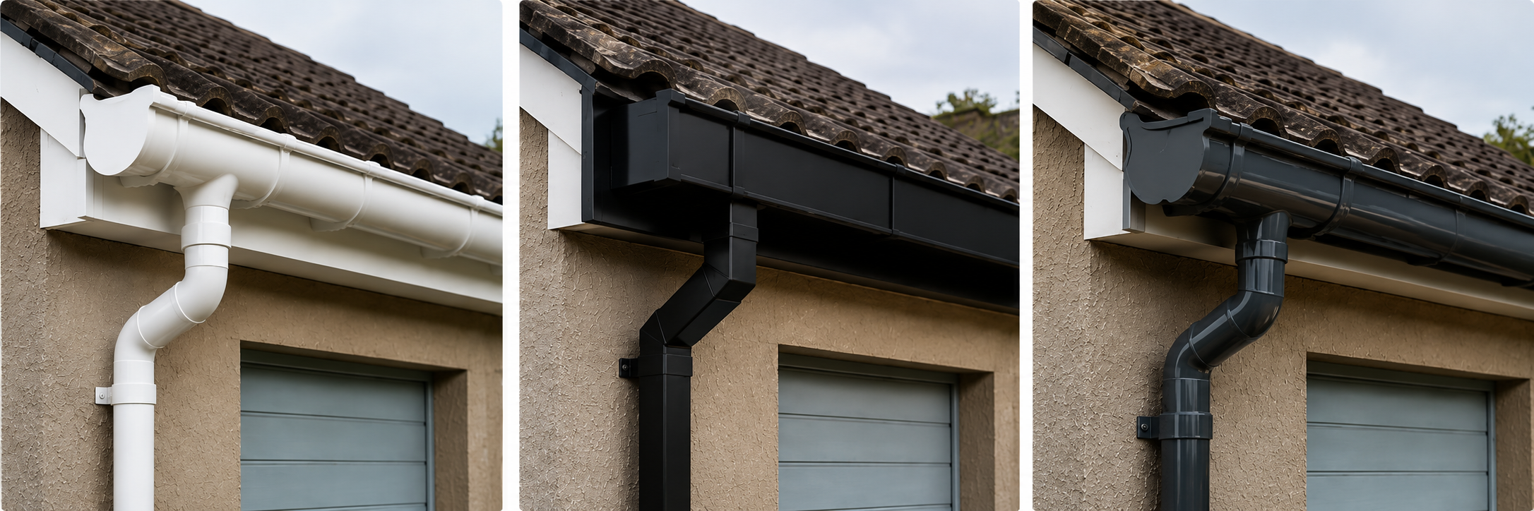 White, black and anthracite guttering and downpipe colour options