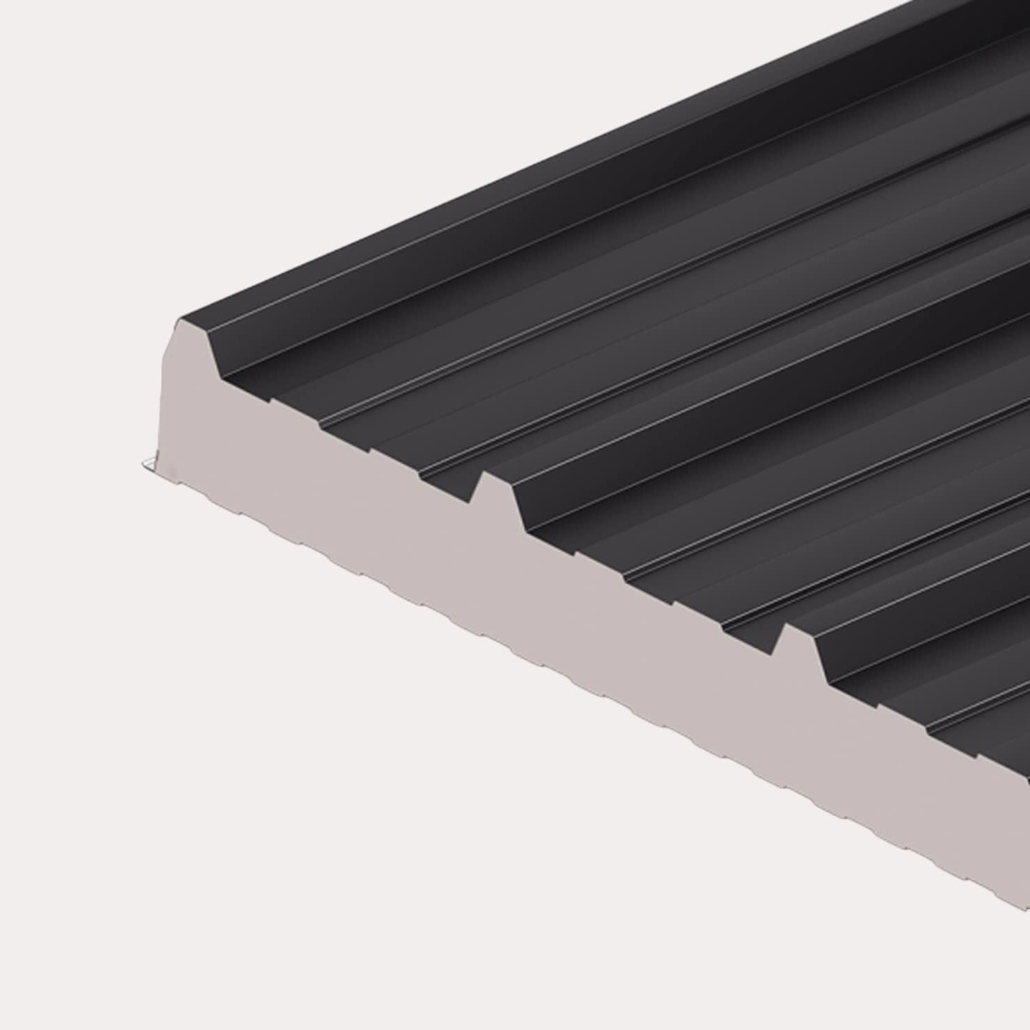 Insulated box profile roof panel in anthracite
